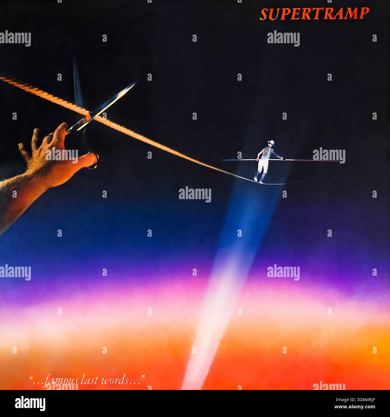 Fotografische Reproduktion des Supertramps „…berühmte letzte Worte…“ LP-Album-Cover Stockfoto