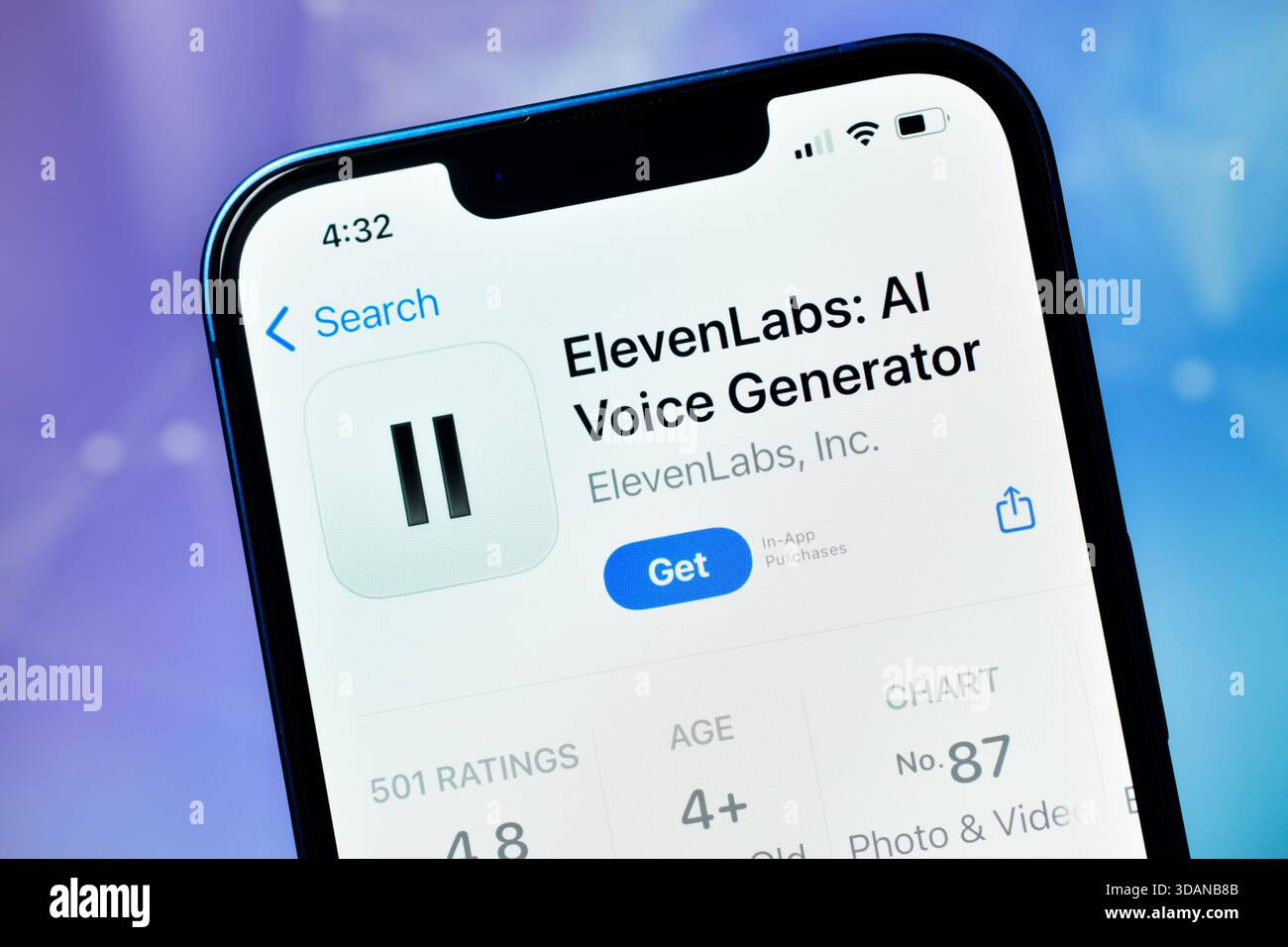 Neu Delhi, Indien 11 Jägerjahre 2026: ElevenLabs AI Voice Generator App Stockfoto