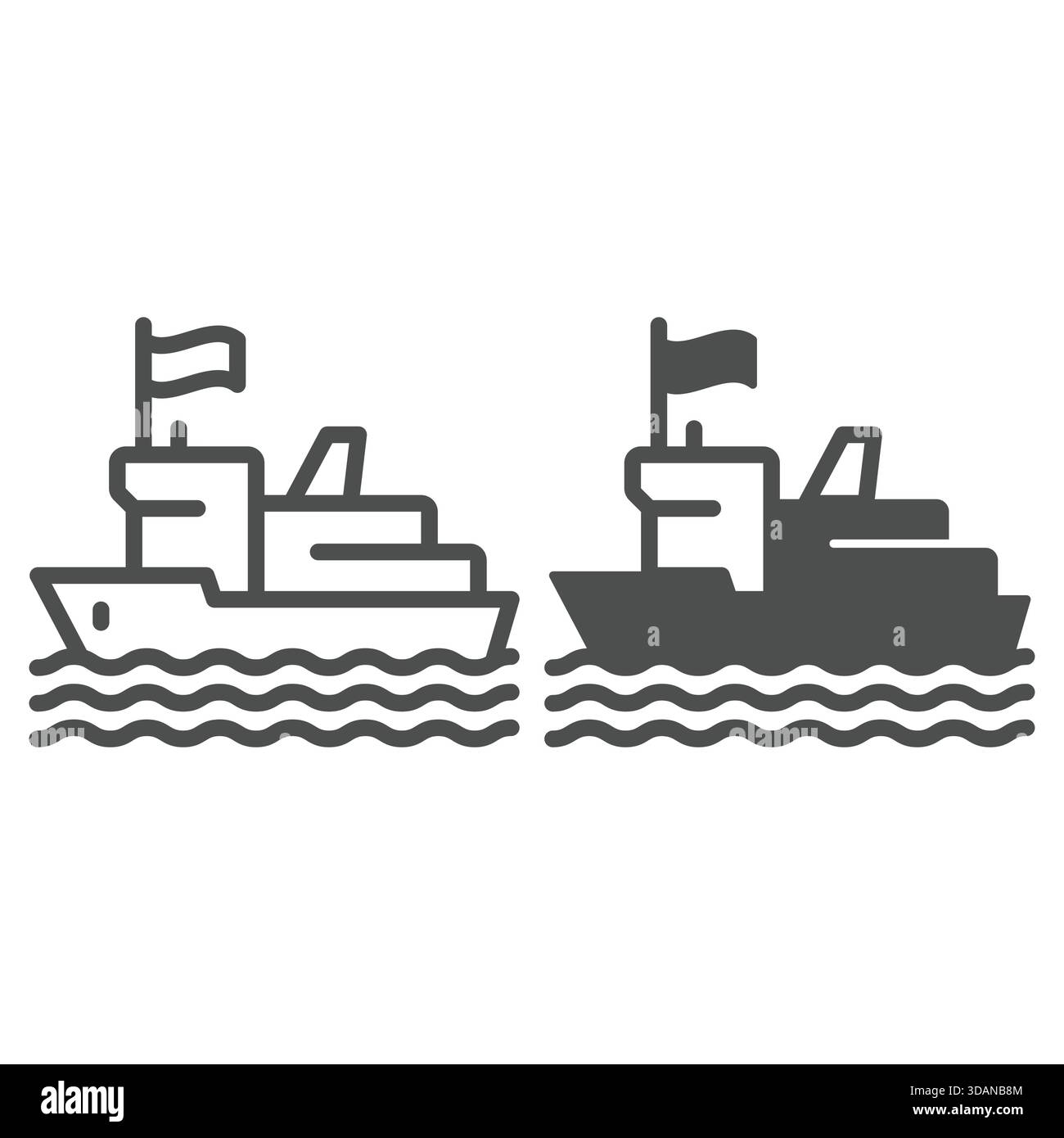 Fisher man Schiffslinie und solide Ikone, Angelkonzept. Vektorgrafiken. Sailor Boat Schild auf weißem Hintergrund, Umrisssymbol für Mobilgeräte oder Web Desi Stock Vektor