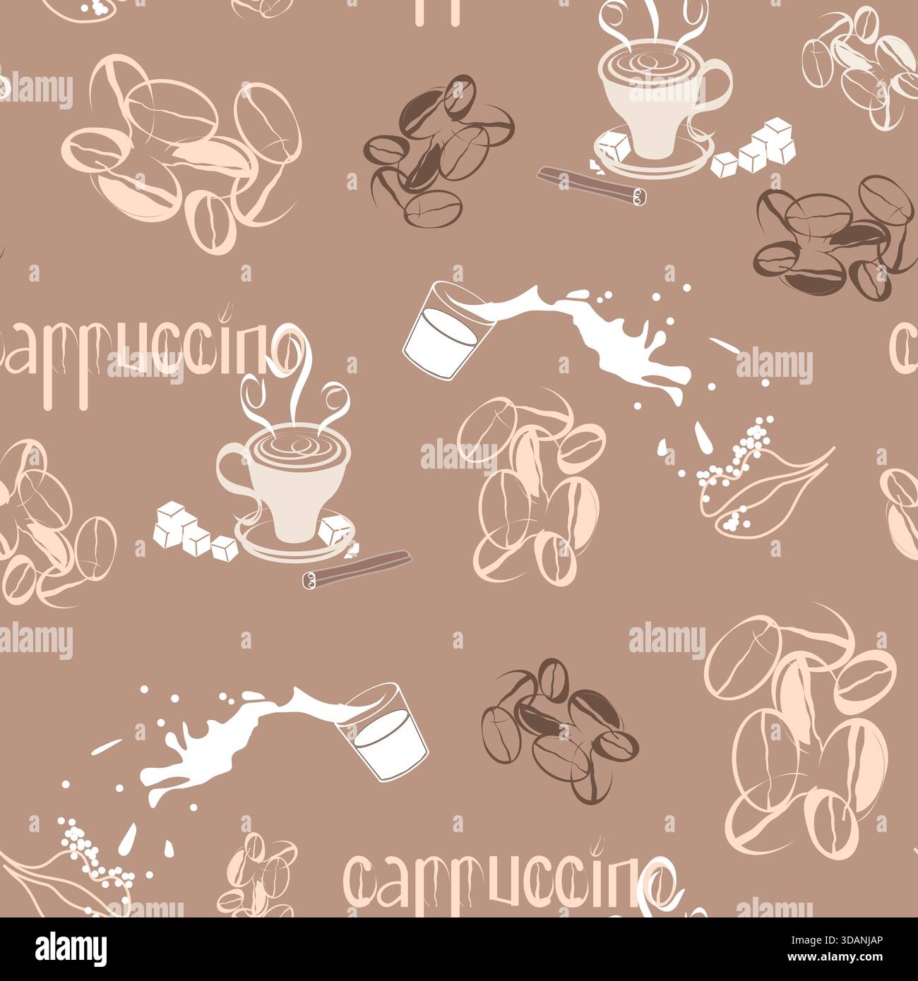 Muster ohne Hintergrund, das eine Kaffeezeremonie zeigt Stock Vektor