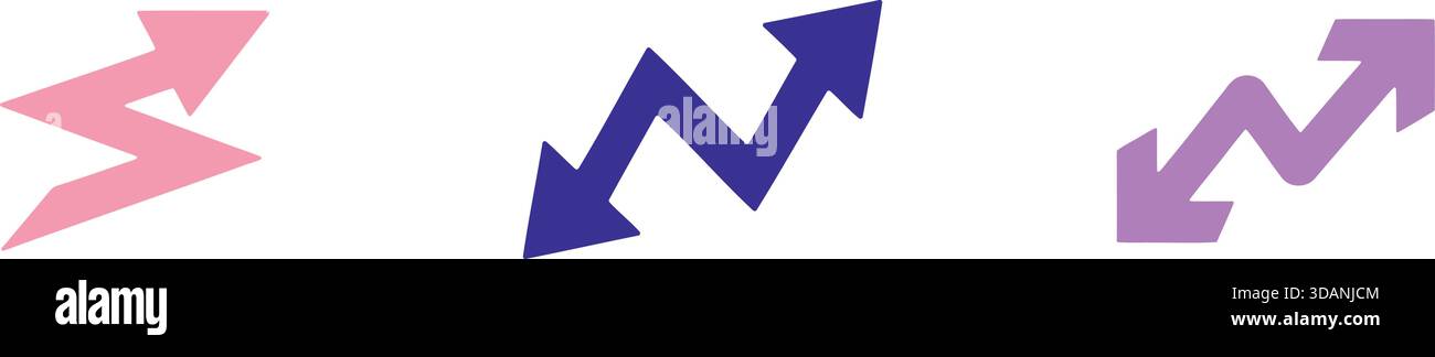 Farbenfrohe abstrakte Pfeile, die nach oben zeigen und Kreativität und Fortschritt in einer Vektorgrafik darstellen. Stock Vektor