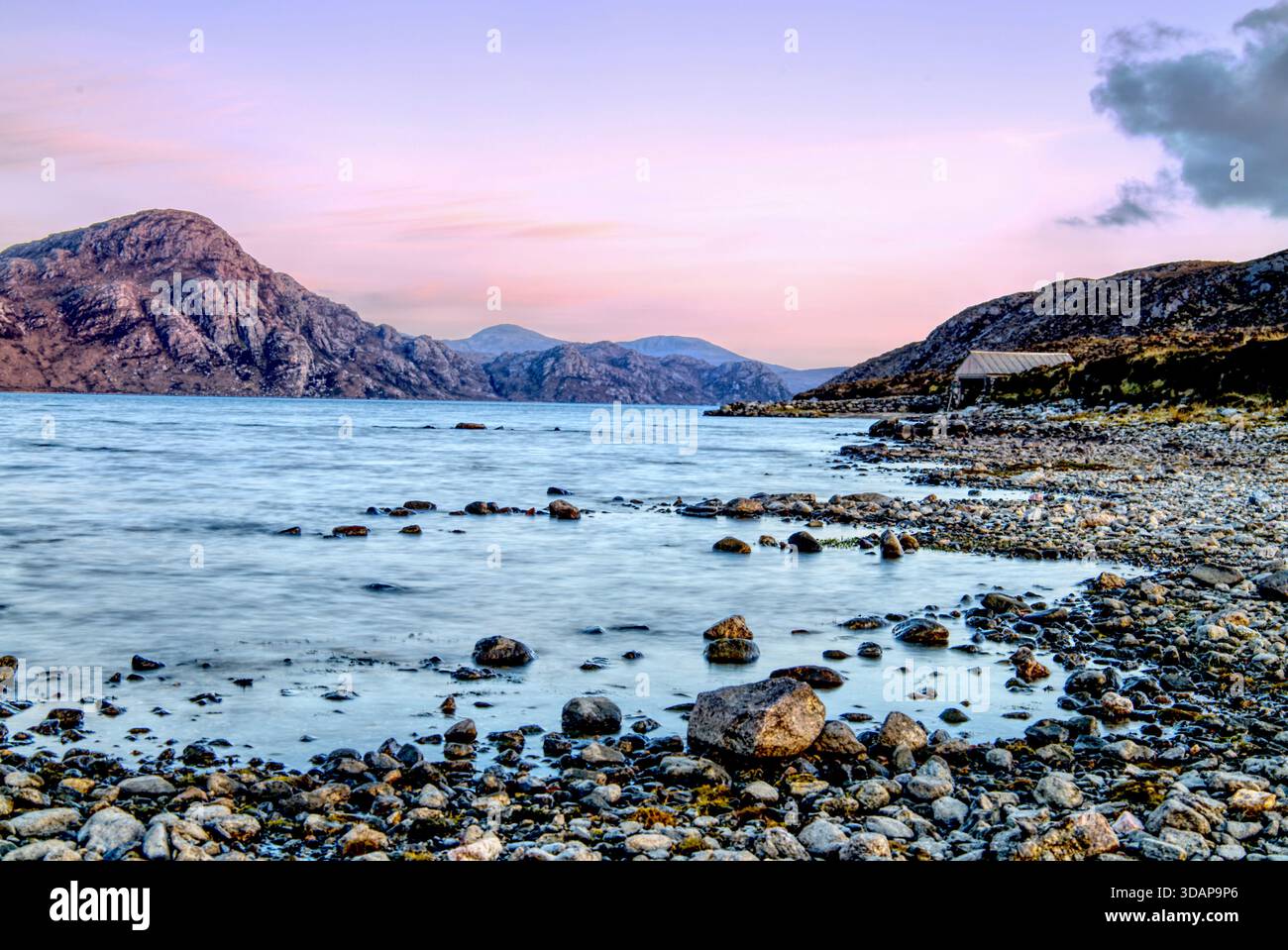 Goldene Stunde über Loch Suainabhat Isle of Lewis, äußere Hebriden Schottland Stockfoto