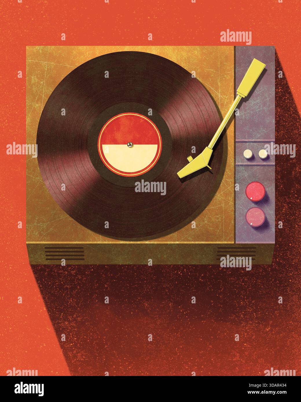 Retro-Plattenspieler und Schallplatte Stockfoto