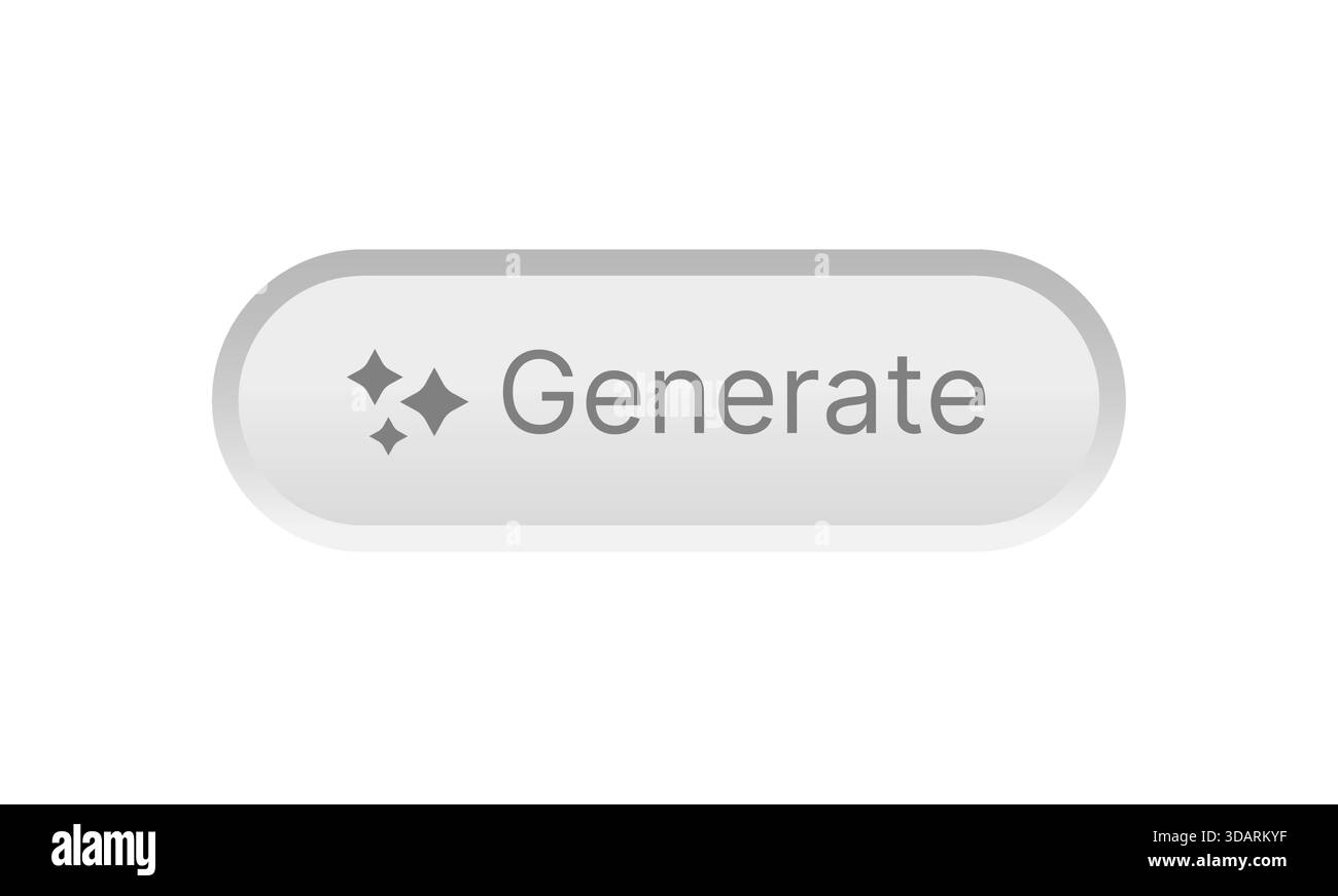 KI-Schaltflächenkonzept mit Eingabeaufforderung und digitaler Schnittstelle generieren. Symbol für künstliche Intelligenz, maschinelles Lernen und Ideengenerierungsprozess Stock Vektor