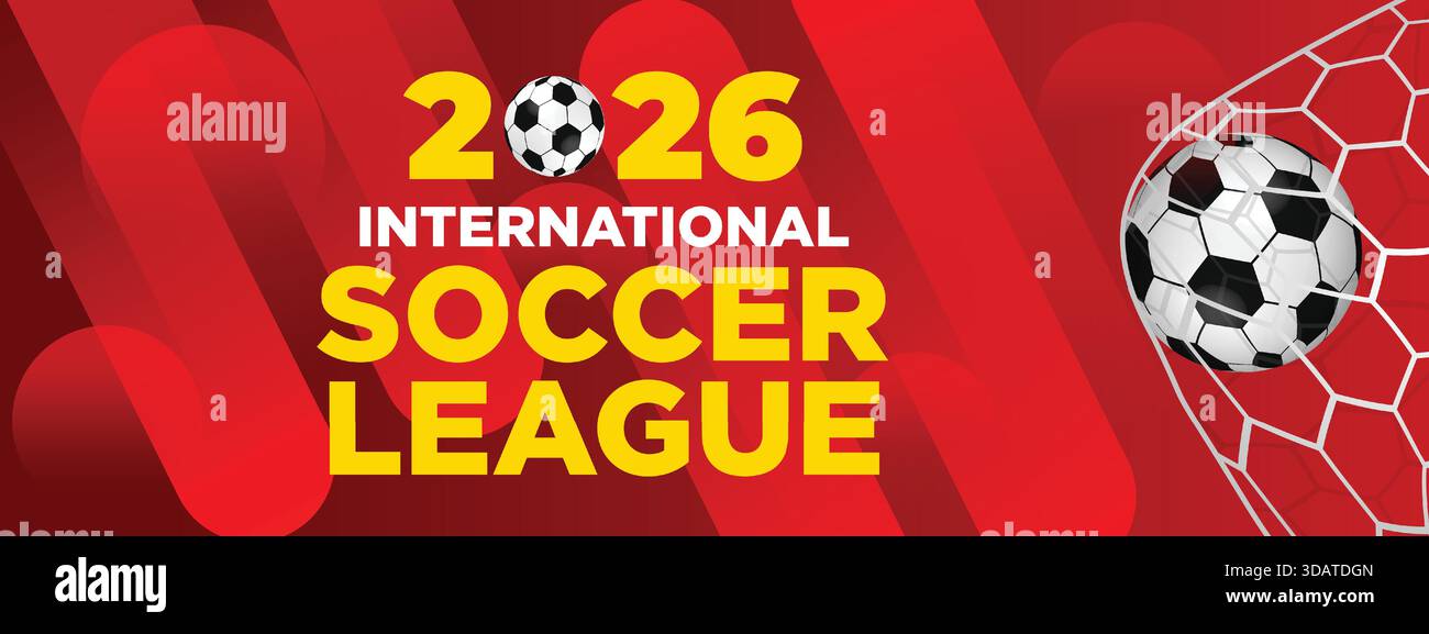 2026 International Soccer League Red – Abstrakte Bewegungsgrafik – Sportbanner Stock Vektor