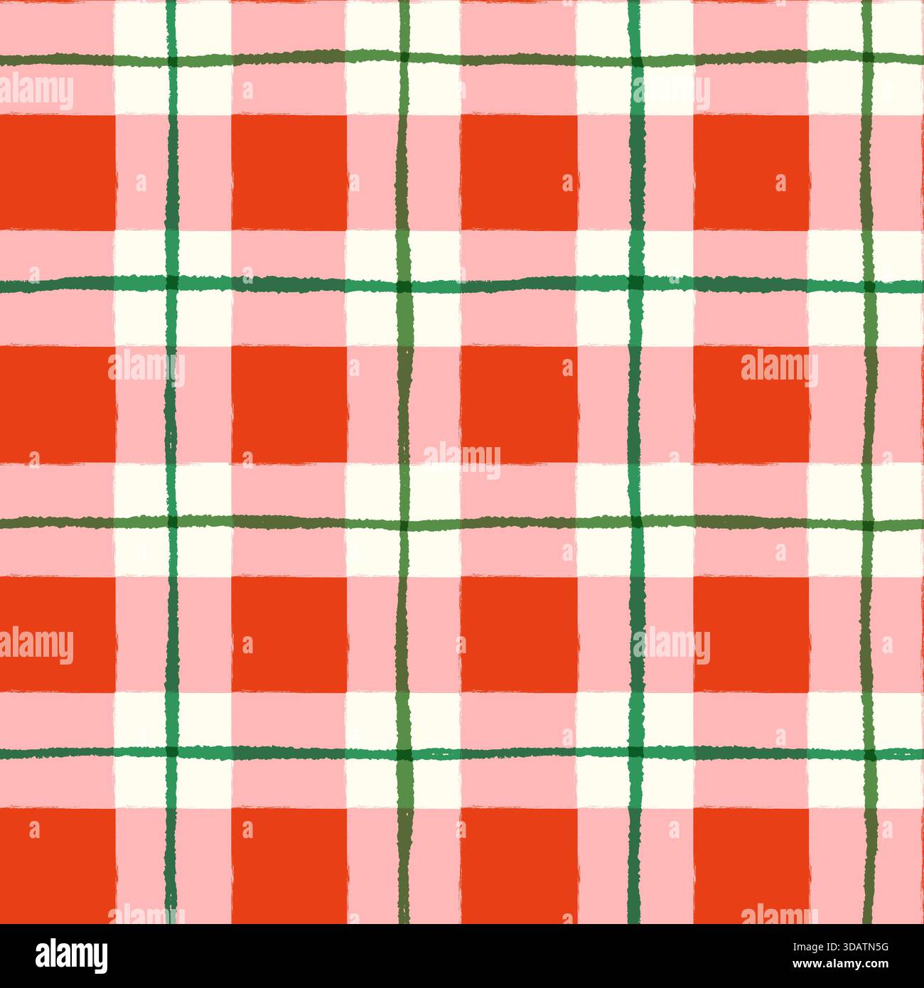 Rotes und grünes Gingham nahtloses Vektormuster, karierter Weihnachtshintergrund Stock Vektor