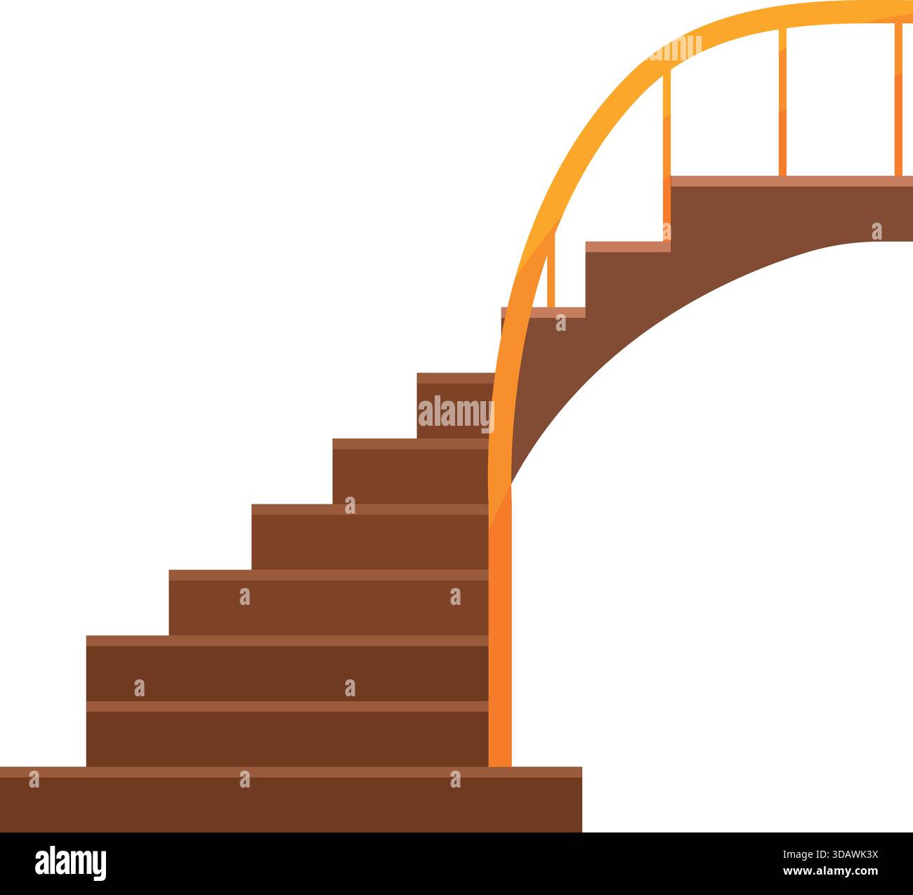 Eine Holztreppe mit gelbem Geländer Stock Vektor