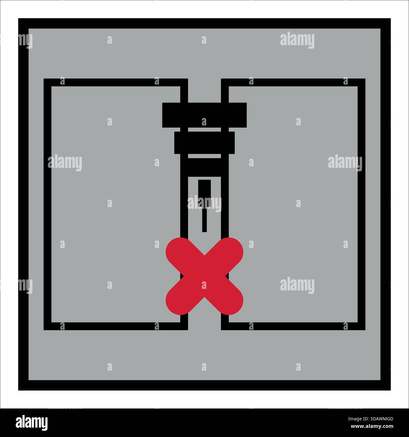 Piktogramm, das eine defekte, defekte oder verbotene Sprinkleranlage anzeigt. Stock Vektor