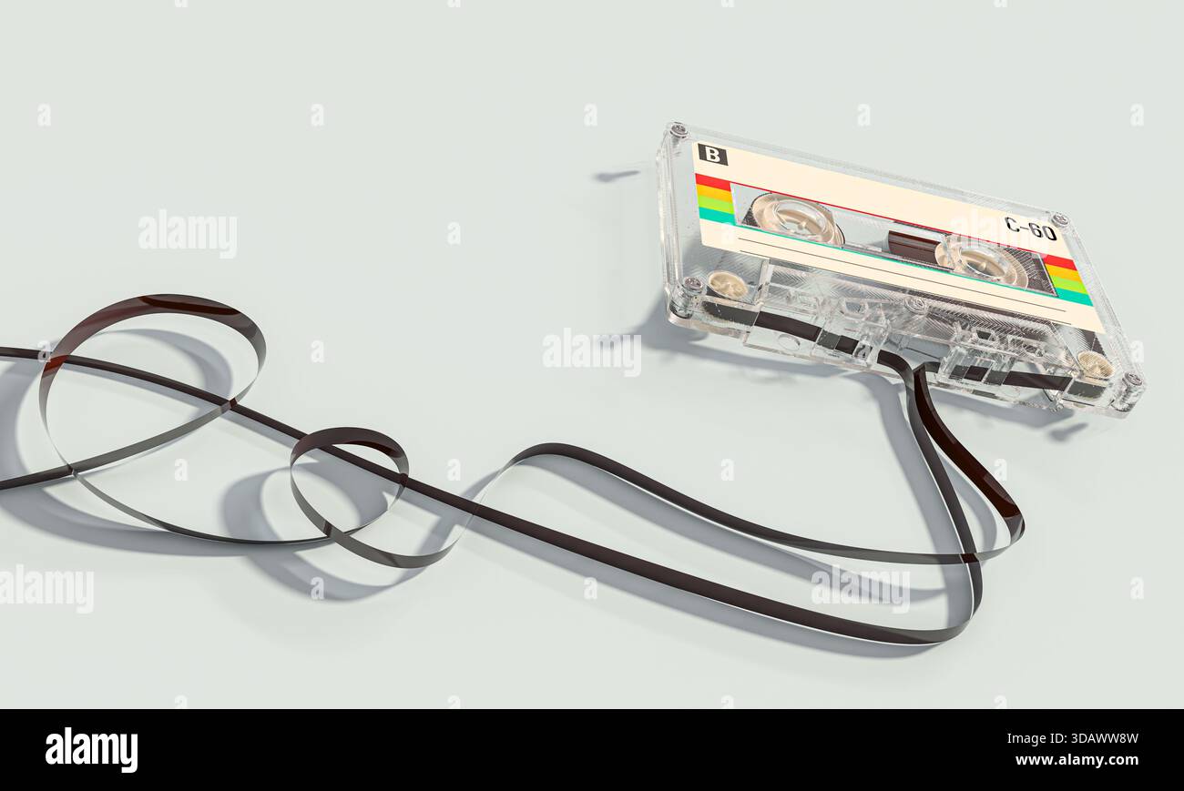 Kassettenband mit magnetischem Tonband 3d Stockfoto