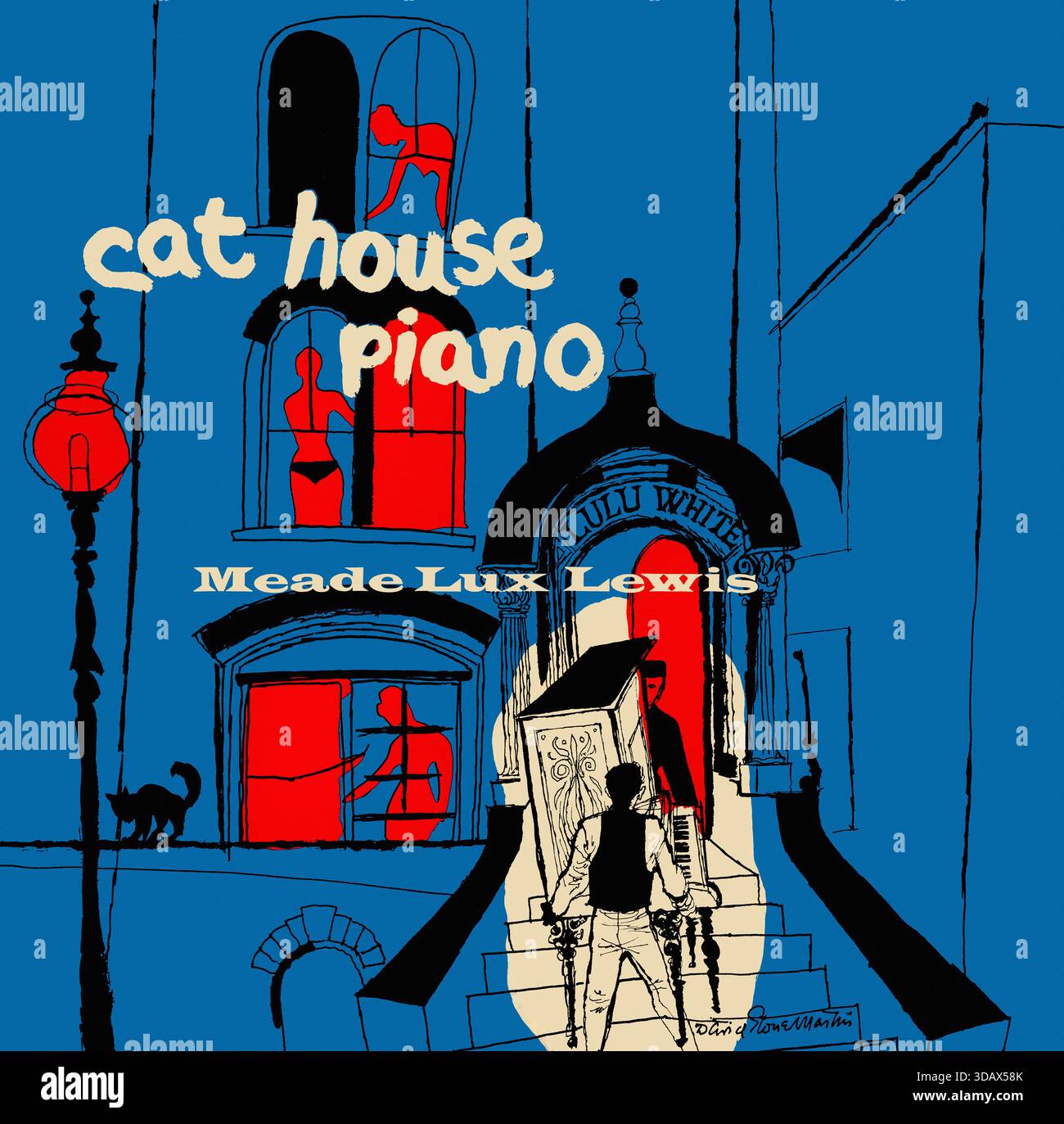 'Cat House Piano. Jazz-Album von Meade Anderson ''Lux'' Lewis. Er war ein Jazzpianist, der im September 1905 in Louisville, Kentucky, geboren wurde. Lewis wurde nach einem Auftritt am 7. Juni 1964 von einem betrunkenen Fahrer getroffen und getötet.“ Stockfoto