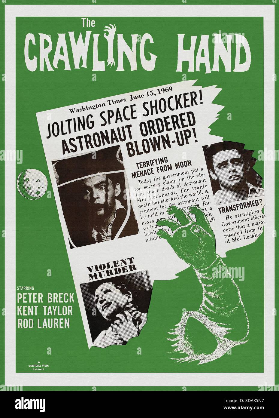 Die Kriechende Hand (Hansen Enterprise, 1963). Horrorfilm mit Peter Breck,  Kent Taylor, Rod Lauren, Alan Hale Jr. Allison Hayes, Sirry Steffen, Arline  Judge und Richard Arlen. Regie fhrte Herbert L. Strock. '
