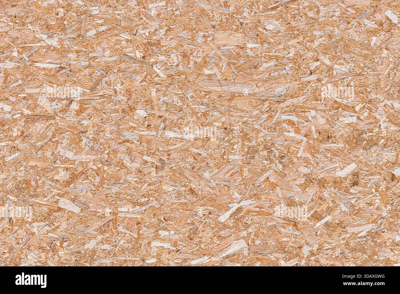 Hochauflösende Hintergrundtextur eines OSB-Panels, Oriented Strand Board. Die Oberfläche zeigt ein nahtloses Muster aus natürlichem Hellbraun und Bräune Pre Stockfoto