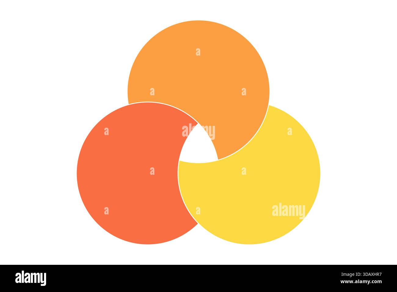 Infografik-Abschnitte des grafischen Venn-Diagramms. Überlappende Kreisformen Kreise Diagrammlinien Set. Venn-Diagramme mit überlappenden Kreisen, die einen gemeinsamen Bereich zeigen, zur Infografik. Vektorabbildung Stock Vektor