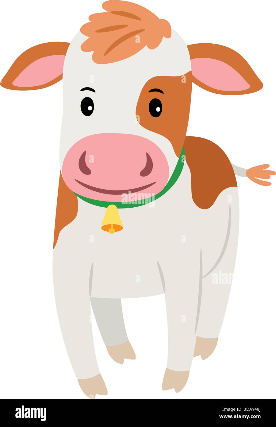 Bauernkuh. Niedliche Zeichentricktierfigur isoliert auf weißem Hintergrund Stock Vektor