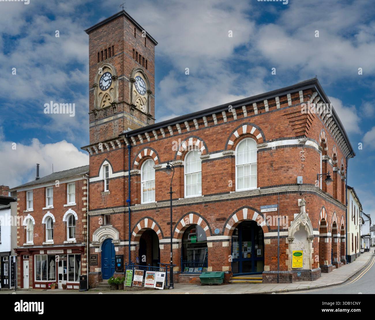 Versammlungsräume in Presteigne, Powys, Wales, Vereinigtes Königreich, das früher das Presteigne Town Hall war. Stockfoto