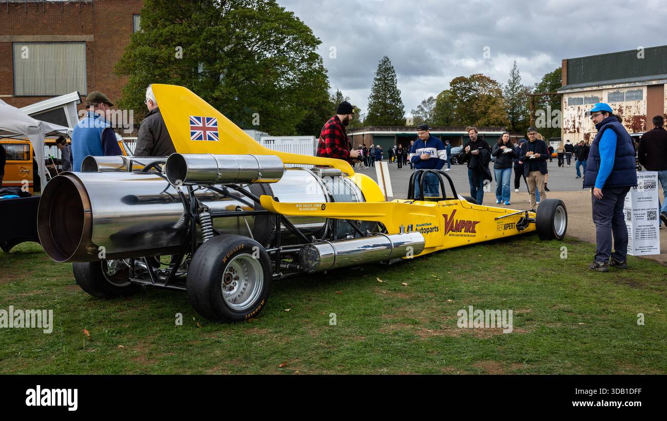 Vampire Dragster, ausgestellt auf der Bicester Motion Assembly am 30. November 2025. Stockfoto
