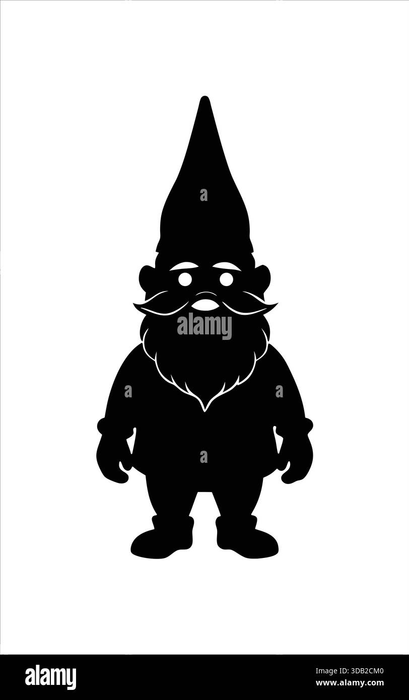 GNOME Silhouette mit Bart und Hut Stock Vektor