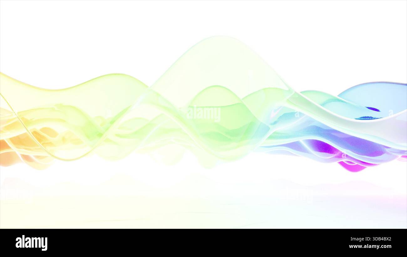 Farbe Regenbogenglaswelle auf weißem BG 3D-Rendering Stockfoto