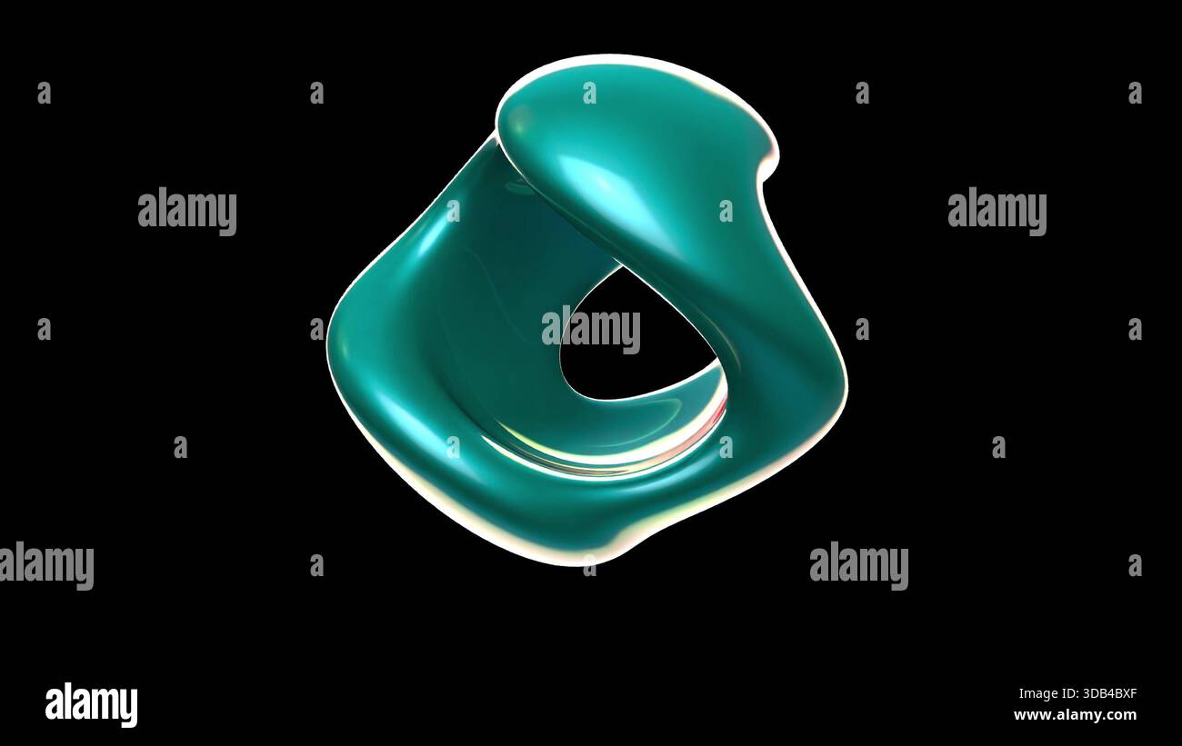 Abstraktes organisches Figurenobjekt auf schwarzem BG 3D-Rendering Stockfoto