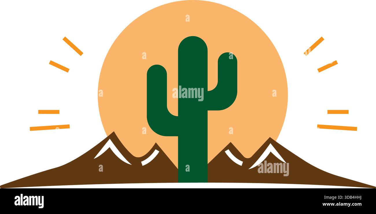 Desert Mountain Cactus Travel Adventure Logo Design Vector Template Symbol Stock Vektor