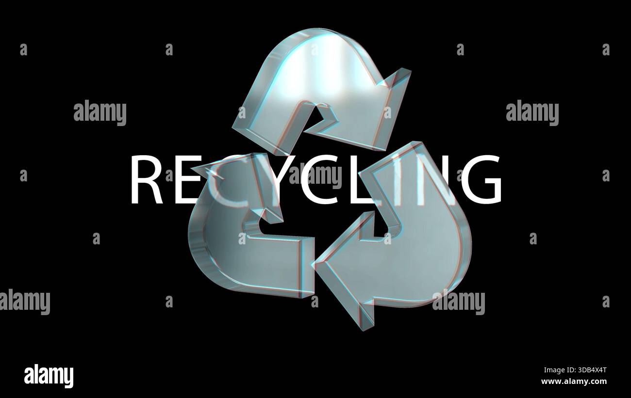 Recycling Ökologie und Umwelt Symbol 3D spektakuläre abstrakte Metall-Konzeptillustration Stockfoto