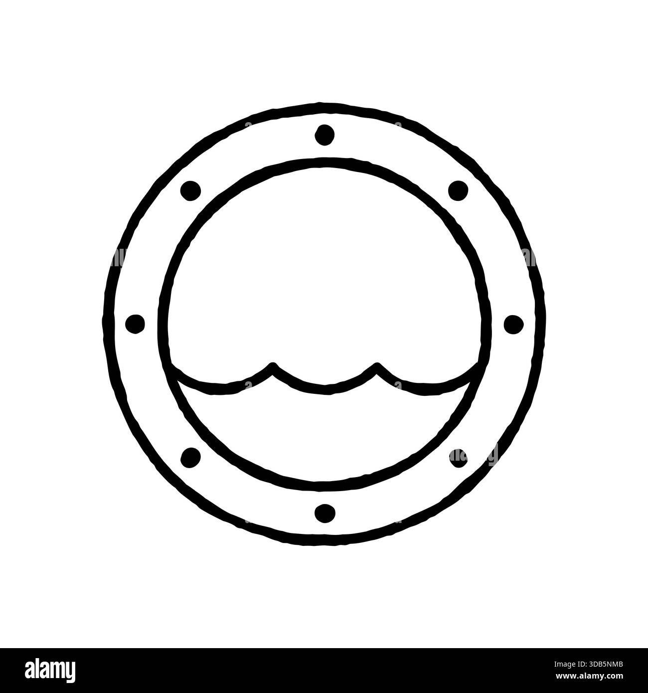 Handgezeichnetes Bullauge-Logo. Einfache, minimale schwarz-weiße Kritzelstil Linie Art Vektor Illustration. Stock Vektor