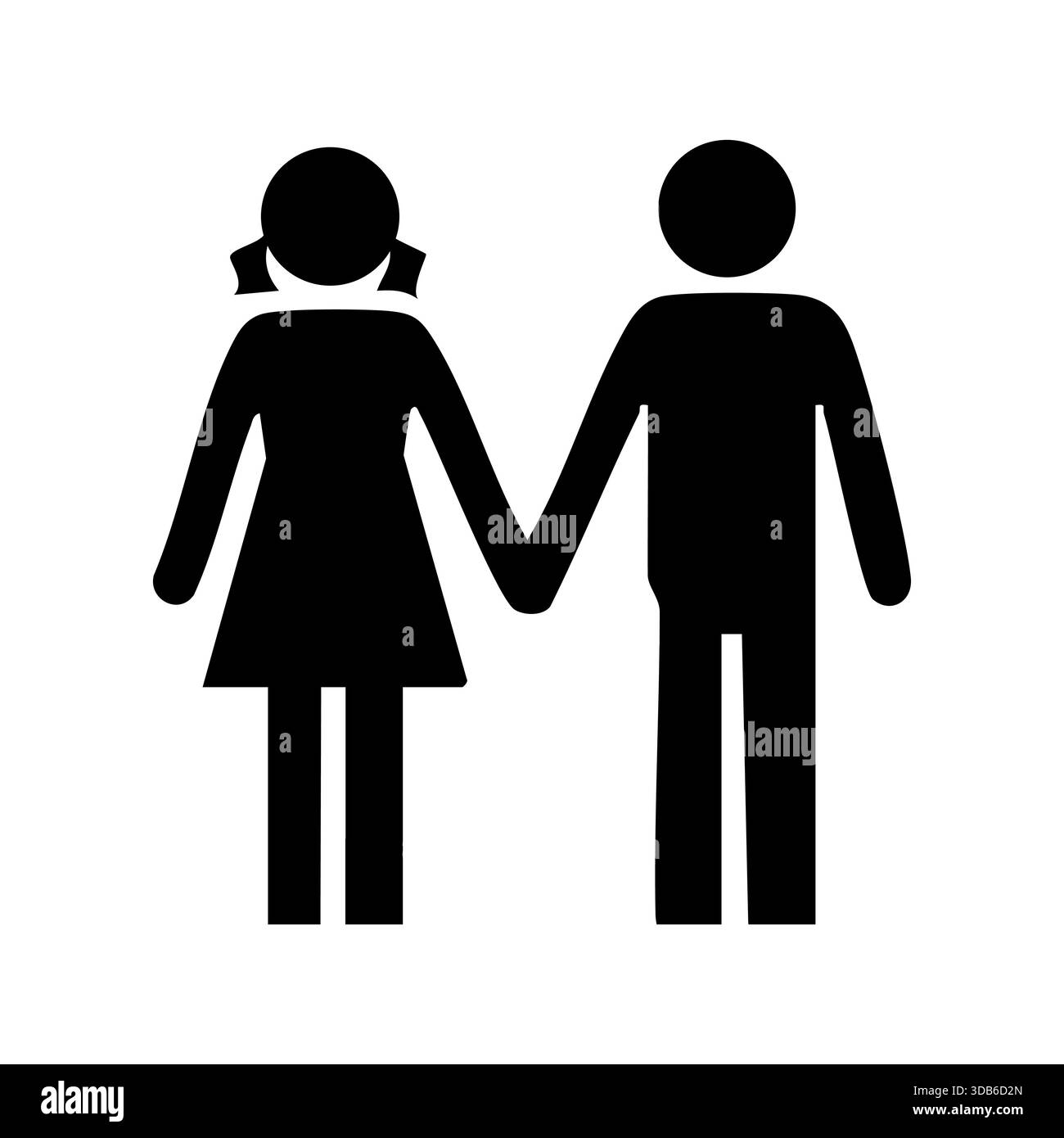 Ein Paar, das Hände in minimalistischer, flacher Design-Illustration hält Stock Vektor