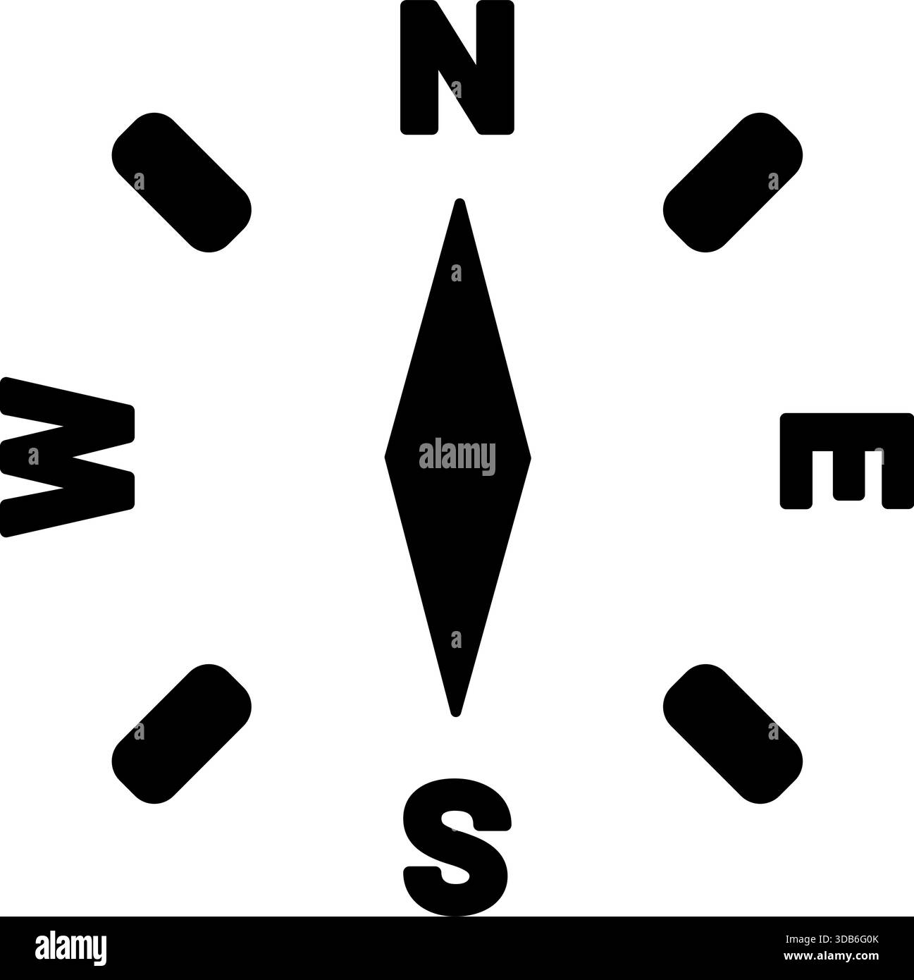 Kompassrose – Schwarzweiß-Navigationssymbol mit Kardinalrichtungen für Karten, Benutzeroberfläche, Ausrichtungswerkzeuge und minimalistisches Grafikdesign Stock Vektor