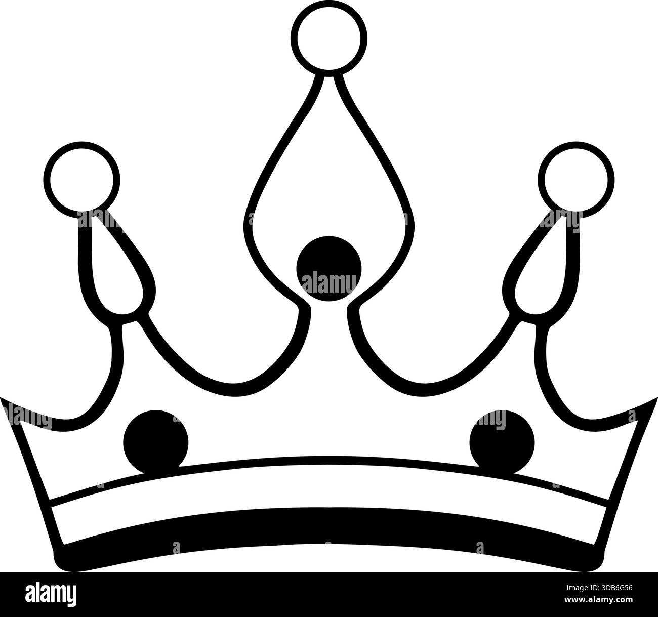 Kronensymbol – Schwarzes Königssymbol mit fünf Punkten für Autorität, Branding, UI-Design und minimalistische Grafikelemente Stock Vektor