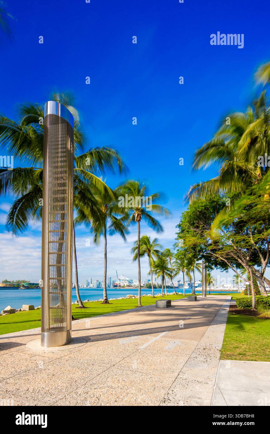 Szene im Miami Beach South Pointe Park 2025 Stockfoto