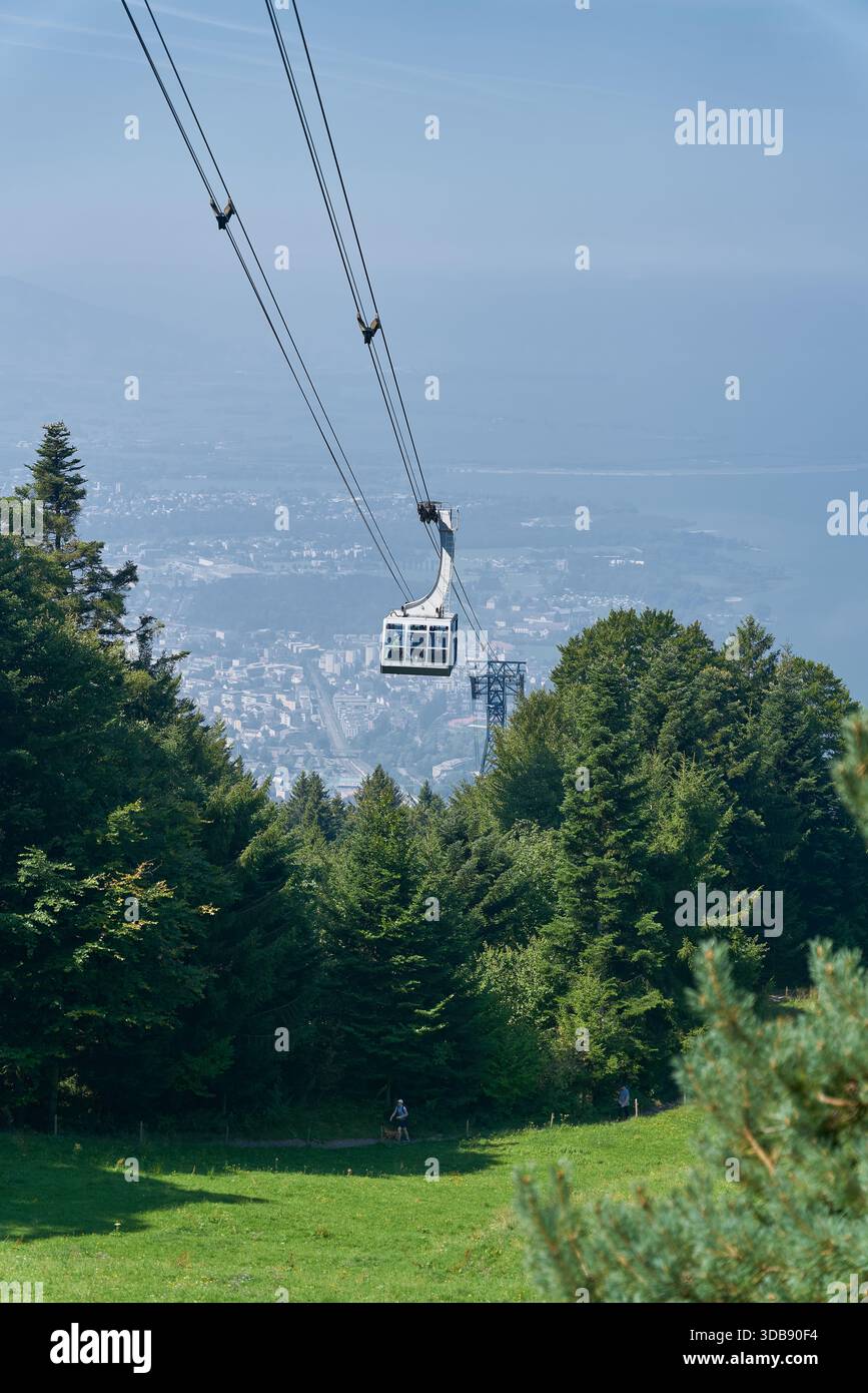 Gondelbahn der Pfanderbahn, Pfänderbahn auf dem Pfander bei Bregenz am Bodensee Stockfoto