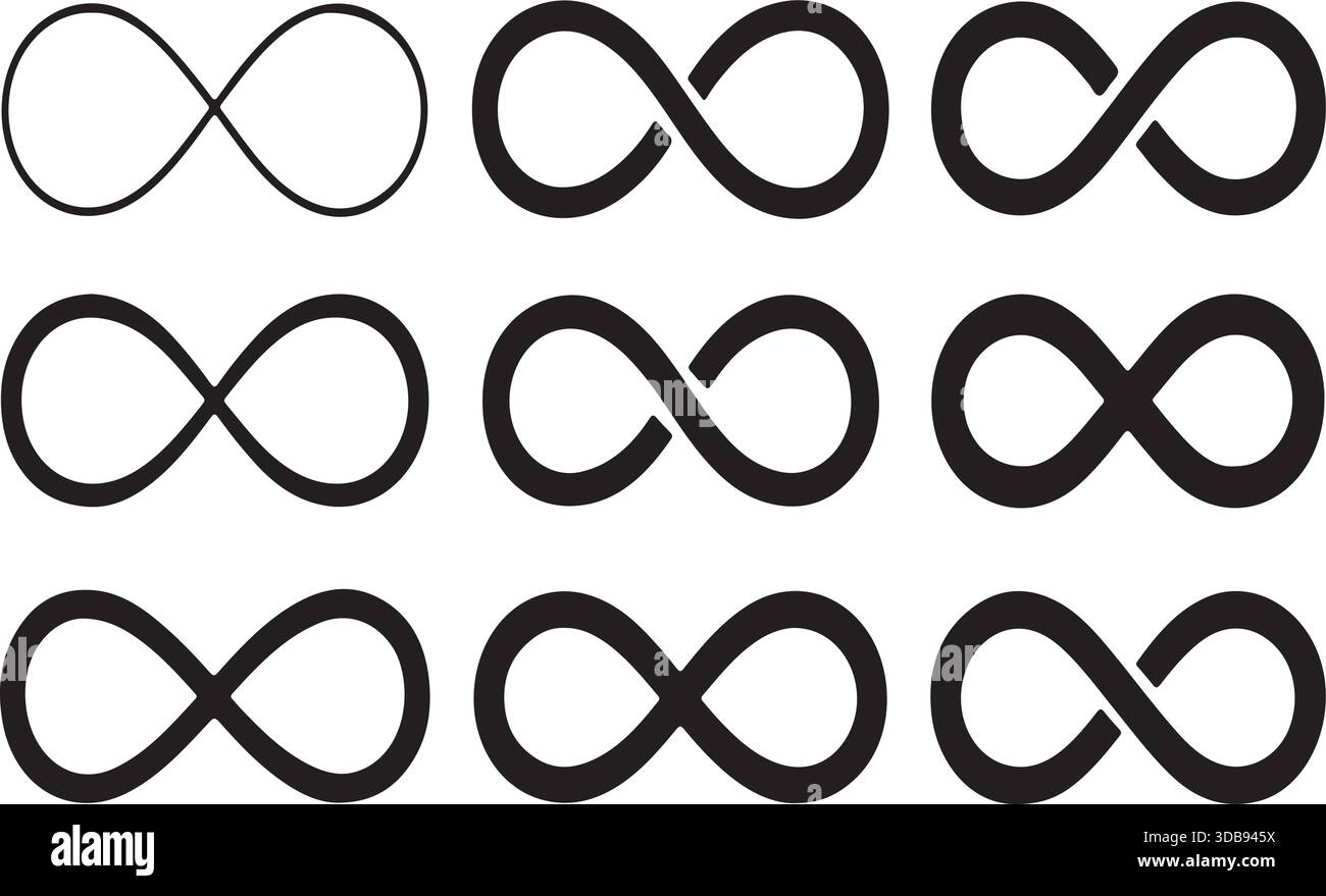 Satz Schwarzer Symbole Für Unendliche Symbole Stock Vektor