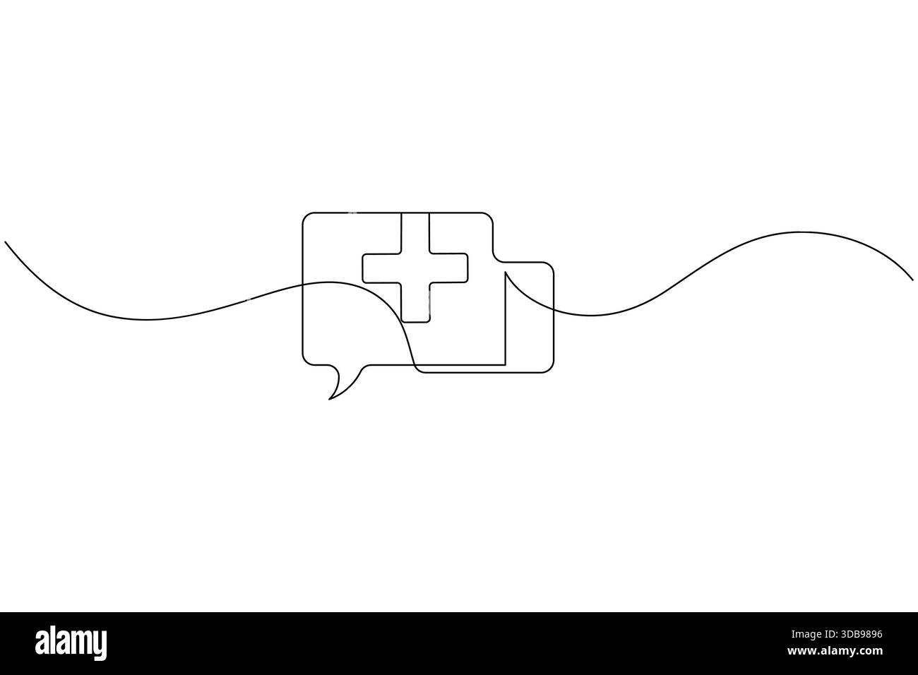 Medizinischer erste-Hilfe-Kasten Einzeiliger Kunstkontur isoliert auf weißem Hintergrund Stock Vektor