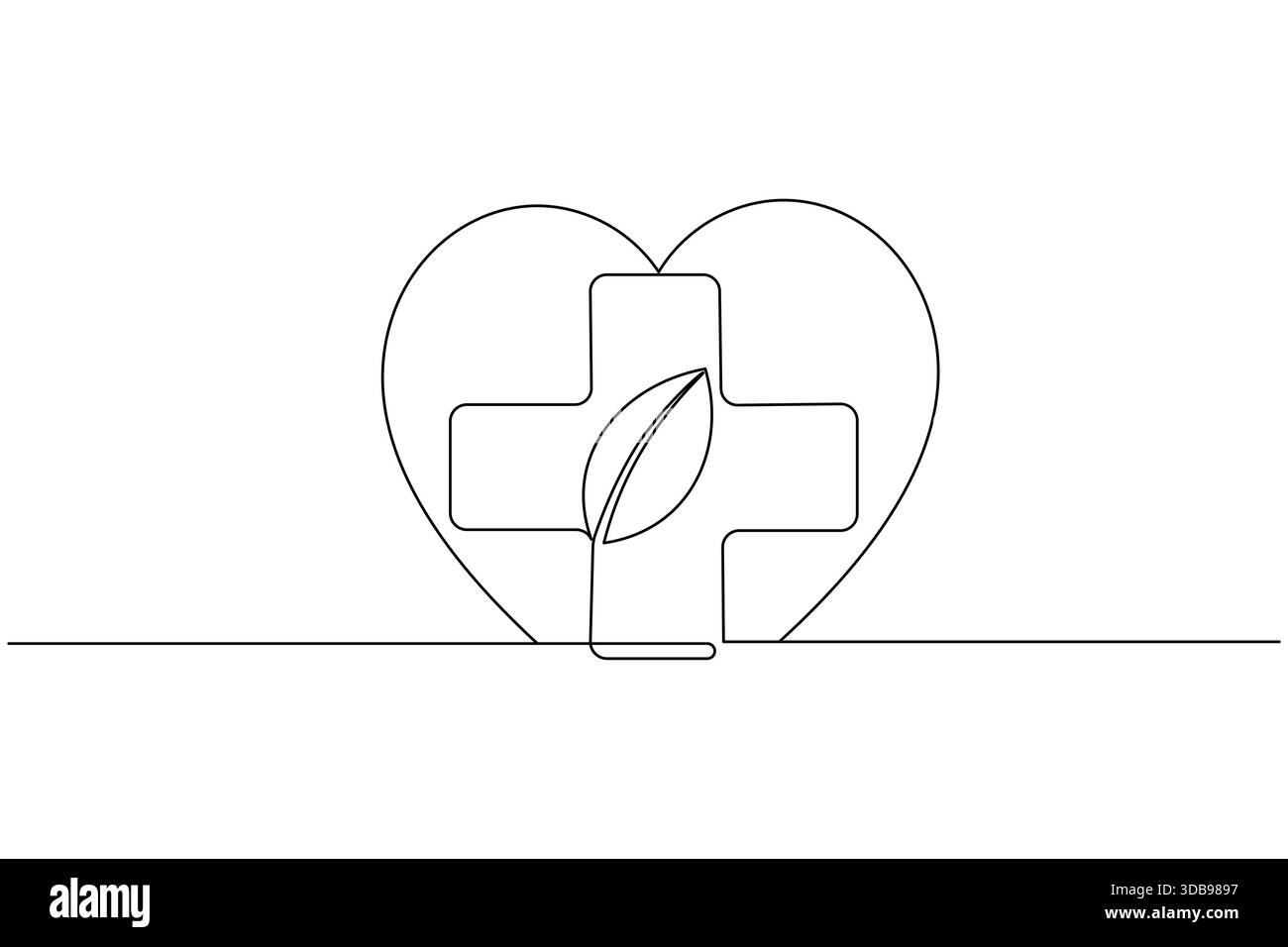 Medizinischer erste-Hilfe-Kasten Einzeiliger Kunstkontur isoliert auf weißem Hintergrund Stock Vektor