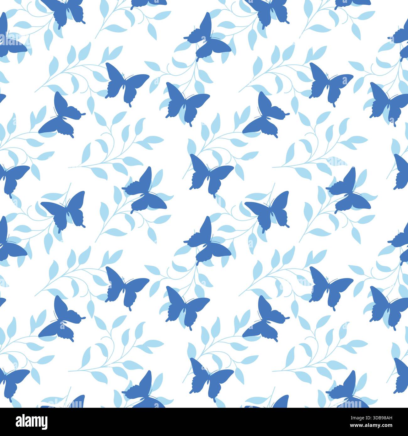 Niedlicher Schmetterling und hinterlässt Vektor nahtloses Muster Stock Vektor