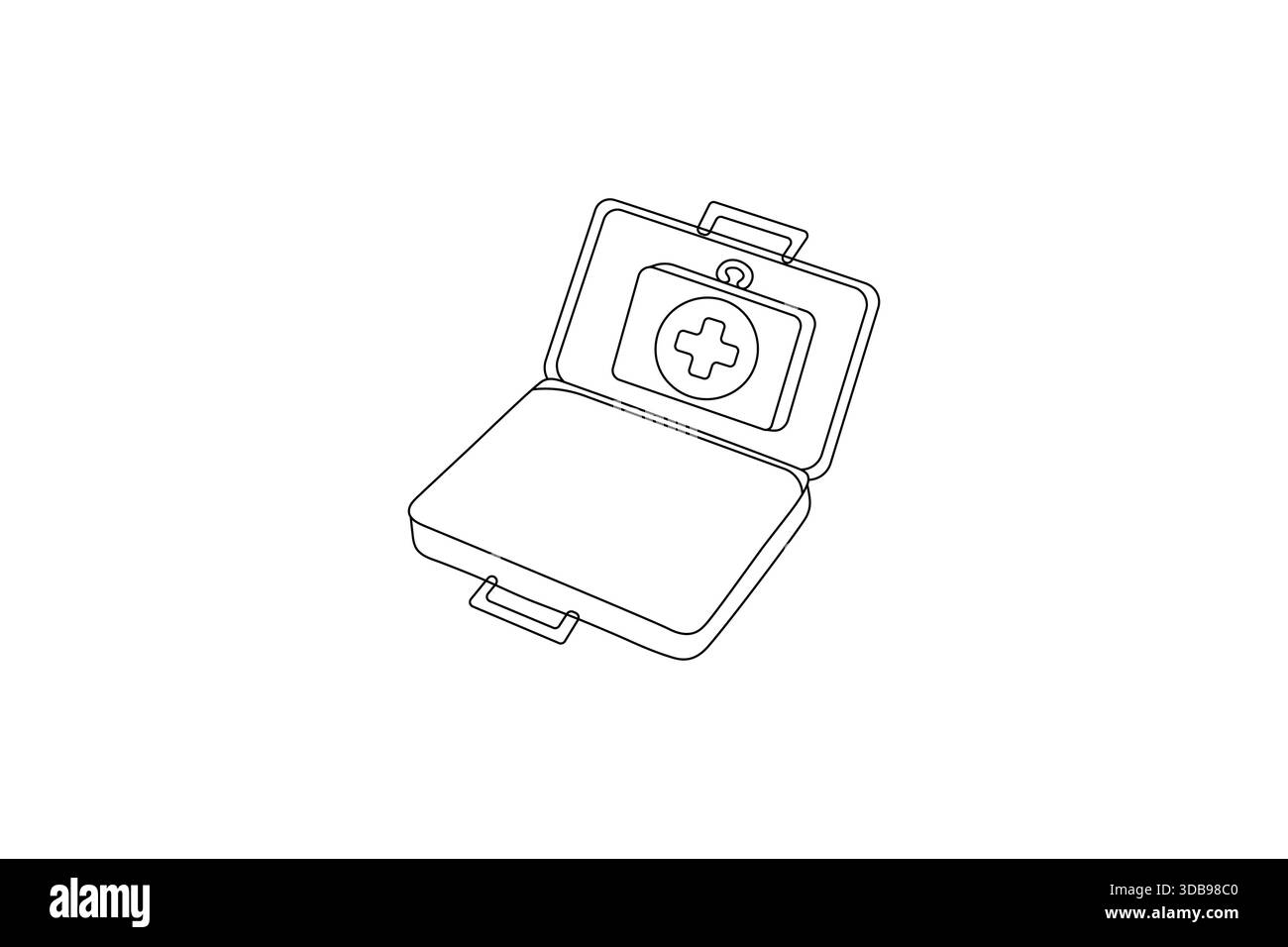 Medizinischer erste-Hilfe-Kasten Einzeiliger Kunstkontur isoliert auf weißem Hintergrund Stock Vektor