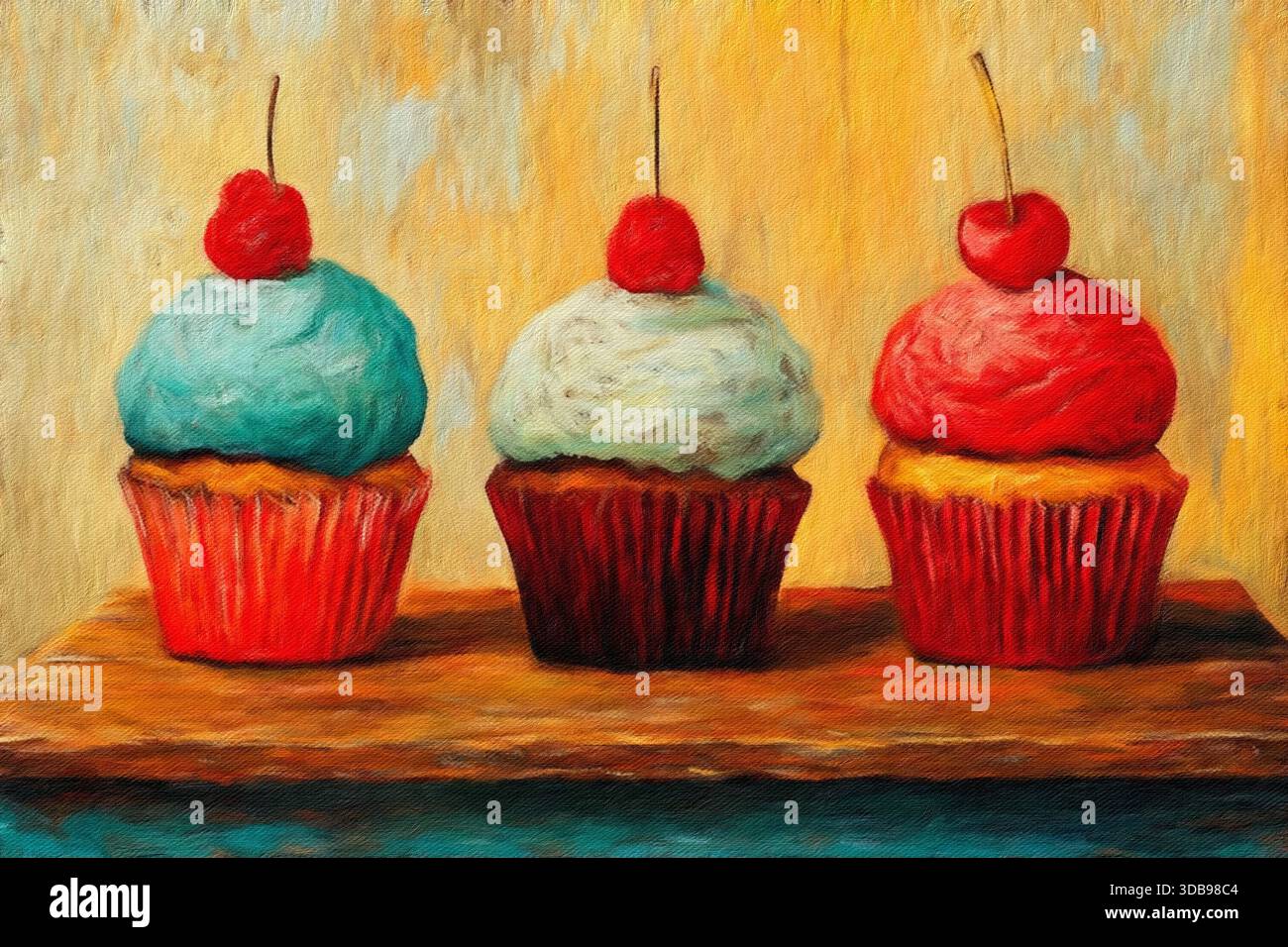 Drei Cupcakes. Stockfoto