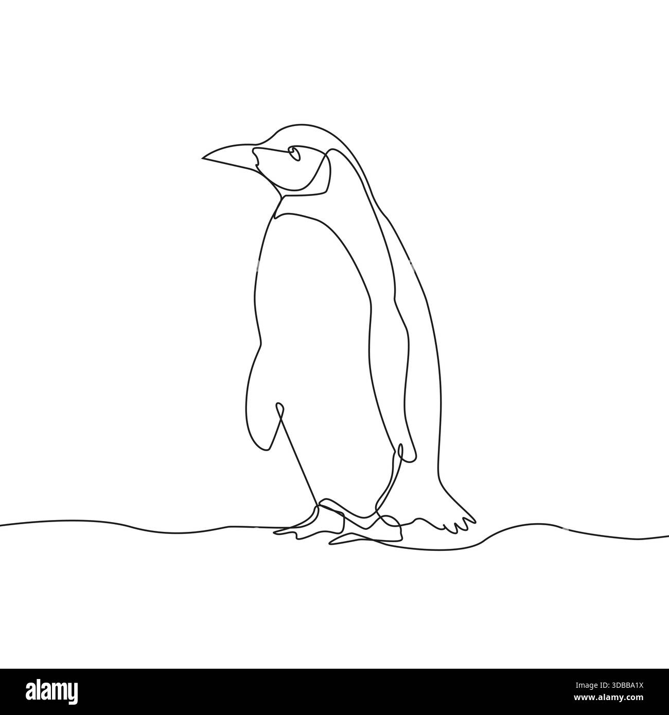 Pinguin mit durchgehender Linie. Minimalistische Vogelzeichnung. Einzeilige Art. Arktischer Tiervektor. Stock Vektor