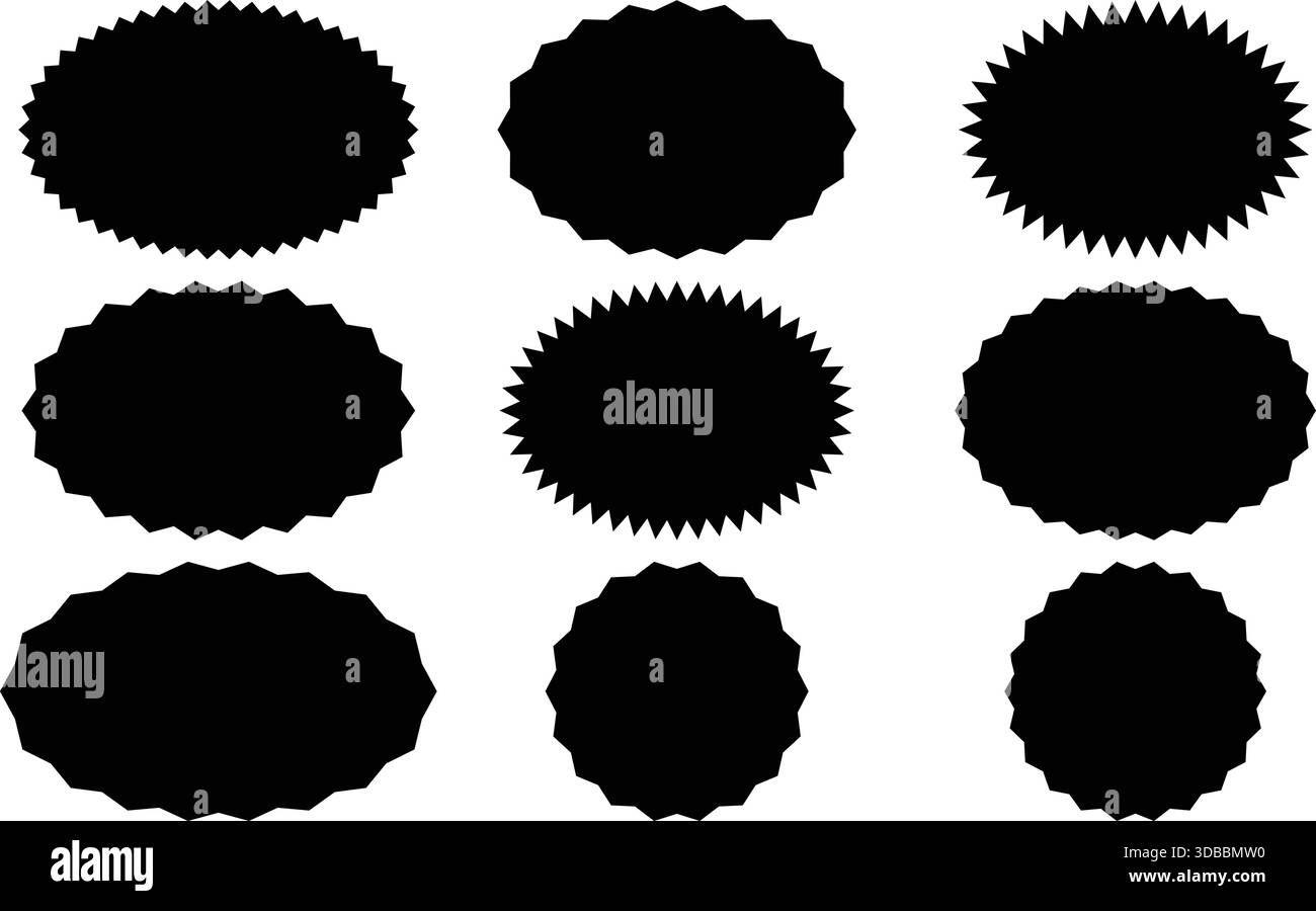 Starburst Badge and Label Shape Kollektion Stock Vektor