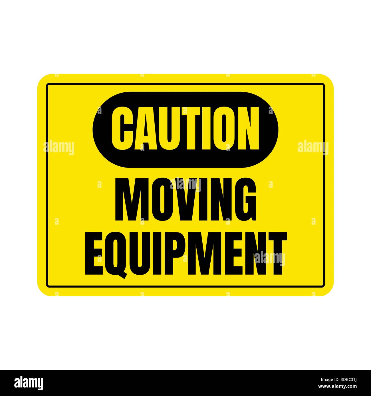 Achtung: Schild für das Bewegen der Ausrüstung Stockfoto
