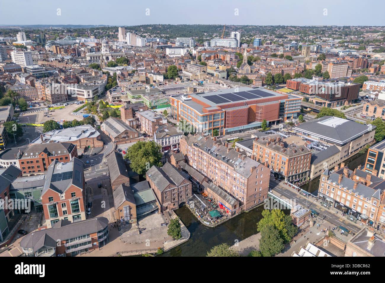 Luftaufnahme des Stadtzentrums von Nottingham, Großbritannien. Stockfoto