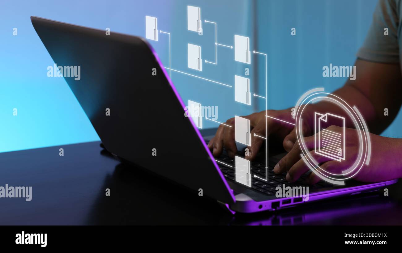 Digital Document Management System und Workflow Automation Konzept Stockfoto