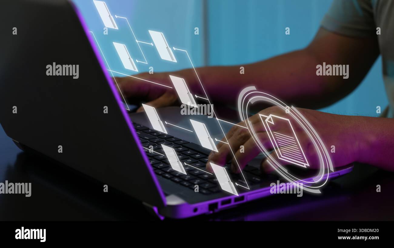 Digital Document Management System und Workflow Automation Konzept Stockfoto