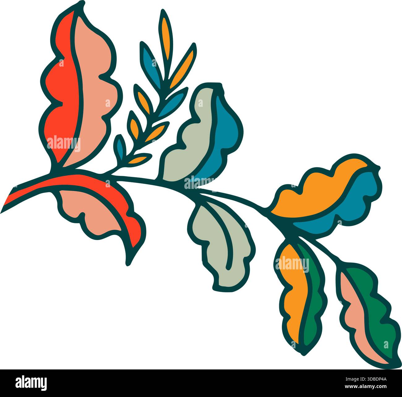 Gekrümmte volkstümliche Blattvektorillustration Stock Vektor
