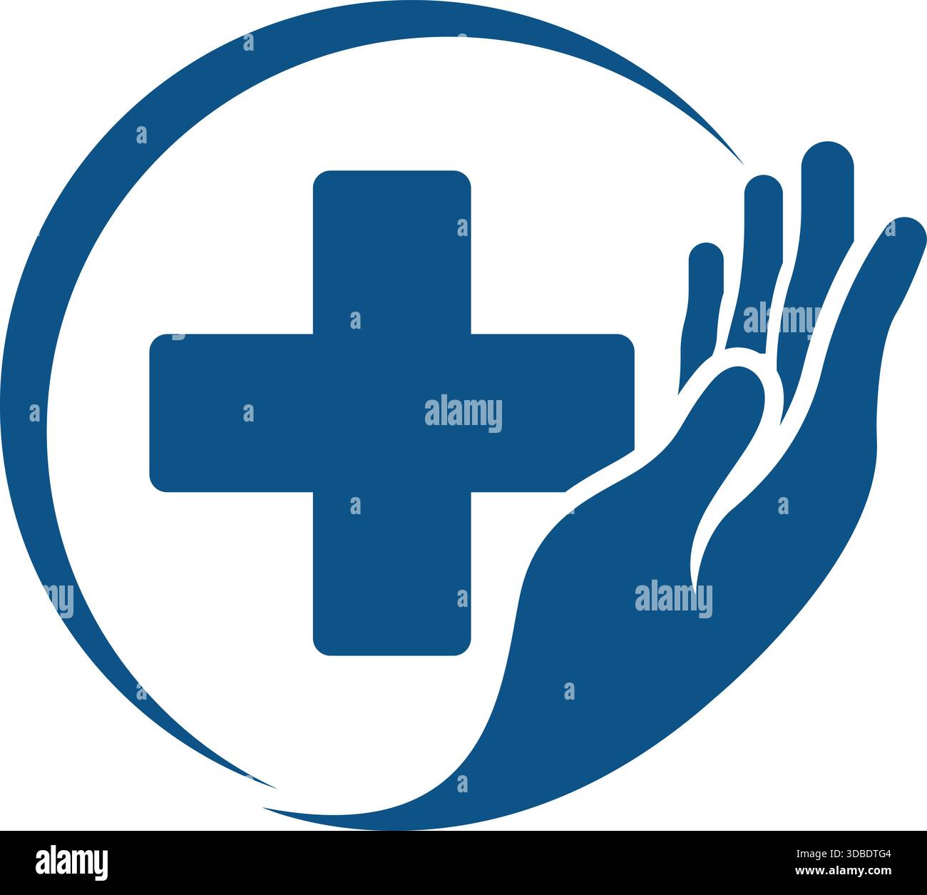 Healthcare Medical Care Logo Kreuz und Helfer Hand Symbol Vektor Design Stock Vektor