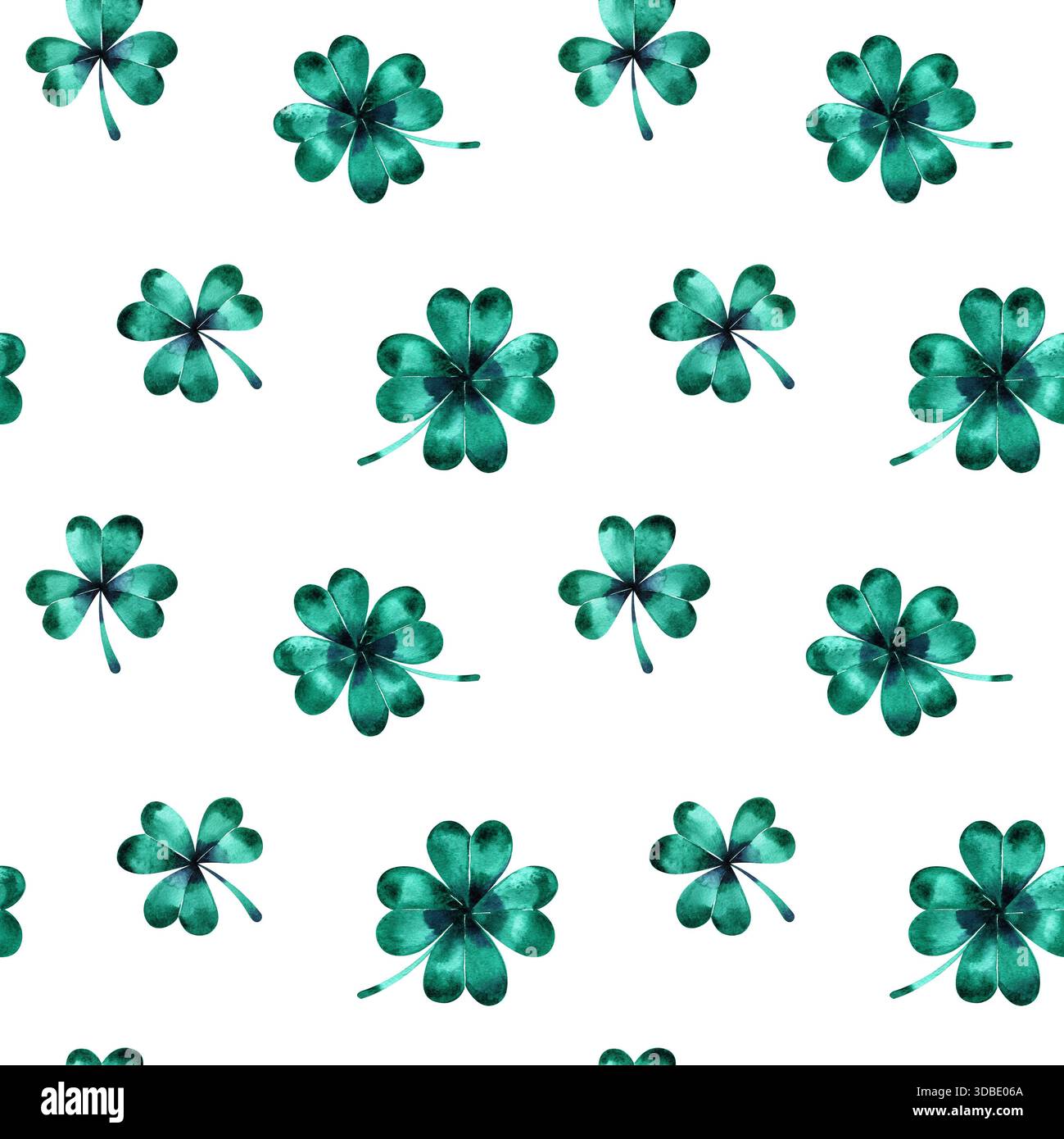 Nahtlose Tapete mit Kleeblättern für St. Patrick Day. Stockfoto