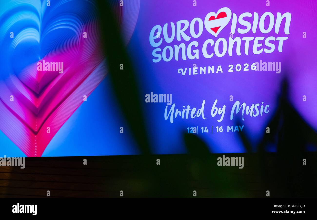 20251216 Eurovision Song Contest 2026 - ORF-Medienupdate WIEN, OESTERREICH - 16. DEZEMBER: Sujet - Symbolbild - Mediengespraech anlaesslich eines ORF Updates zum 70. ESC - Eurovision Song Contest vom 12. bis zum 16. Mai 2026 in Wien im Foyer der Halle F der Wiener Stadthalle am 16. Dezember 2025 in Wien, Oesterreich. 251216 SEPA 17 005 Copyright: XIsabellexOuvrardx SEPAxMedia Stockfoto