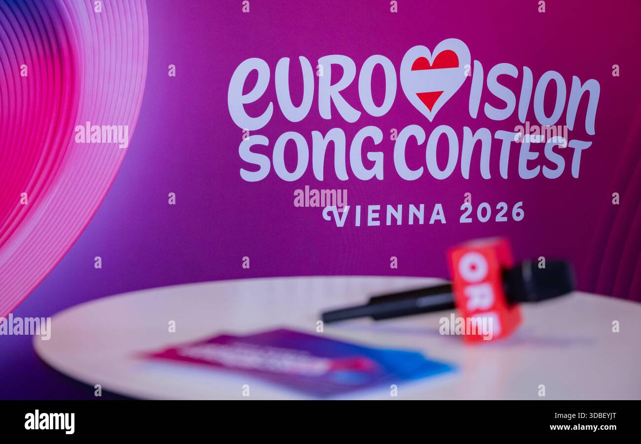20251216 Eurovision Song Contest 2026 - ORF-Medienupdate WIEN, OESTERREICH - 16. DEZEMBER: Sujet - Symbolbild - Mediengespraech anlaesslich eines ORF Updates zum 70. ESC - Eurovision Song Contest vom 12. bis zum 16. Mai 2026 in Wien im Foyer der Halle F der Wiener Stadthalle am 16. Dezember 2025 in Wien, Oesterreich. 251216 SEPA 17 009 Copyright: XIsabellexOuvrardx SEPAxMedia Stockfoto