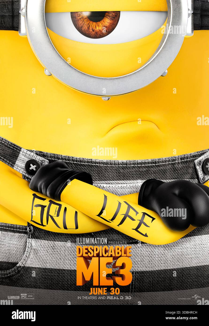 Despicable Me 3 (2017) unter der Regie von Kyle Balda, Pierre Coffin und Eric Guillon mit Steve Carell, Kristen Wiig und Trey Parker. GRU wird von der Anti-Bösewicht-Liga gefeuert, trifft seinen lange verlorenen Zwillingsbruder und nimmt sich einem ehemaligen Kinderstern zum Superschurken an. NUR ZUR REDAKTIONELLEN VERWENDUNG des US-Advance-Posters. Quelle: BFA / Universal Pictures Stockfoto