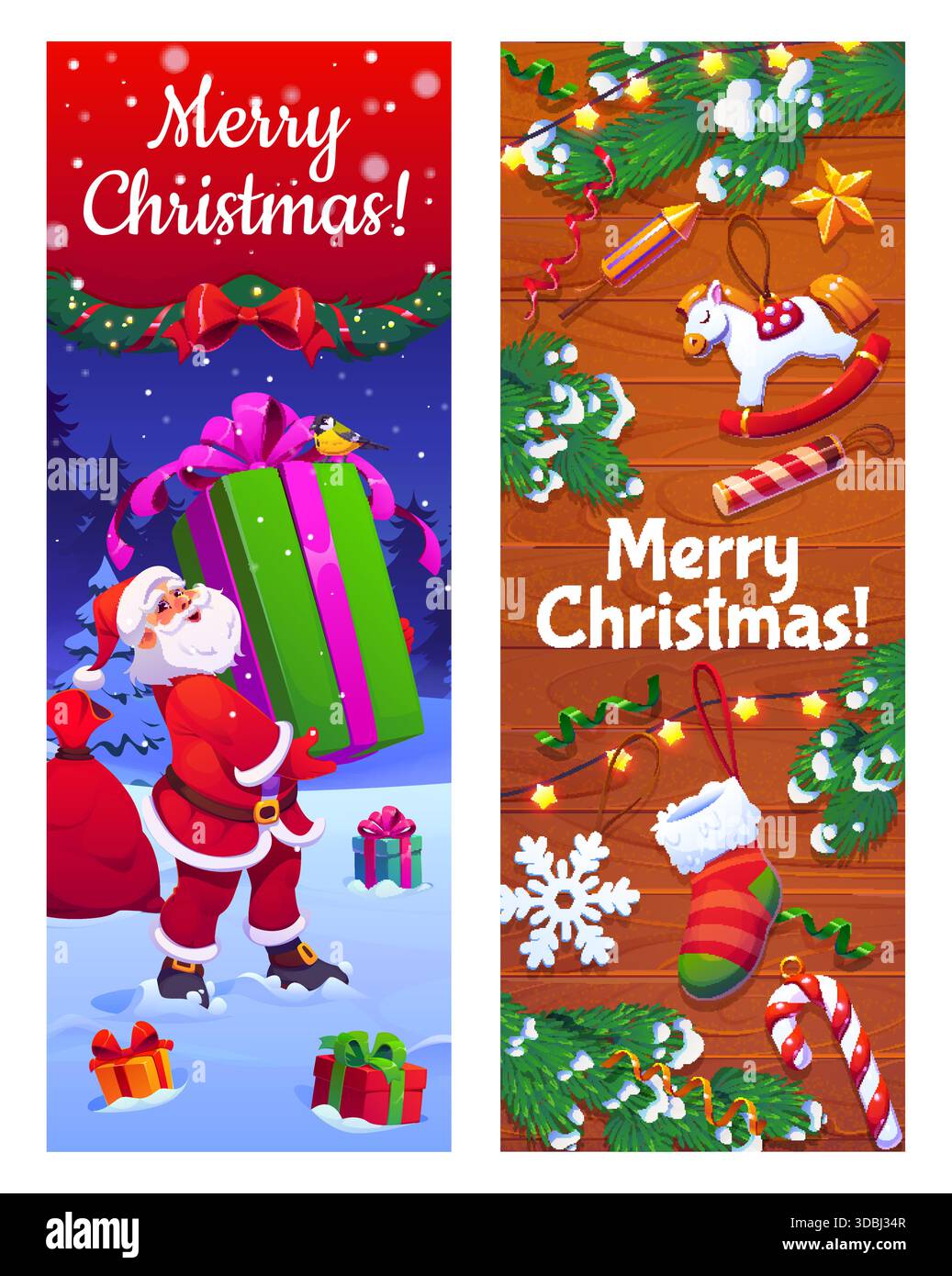 Frohe Weihnachten, Winterfahne, Weihnachtsgeschenke Stock Vektor